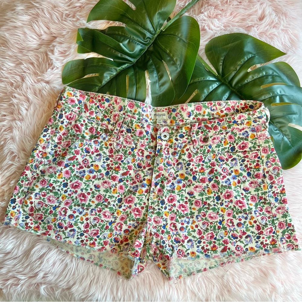 Madewell Floral Cotton Shorts — Multi-Color